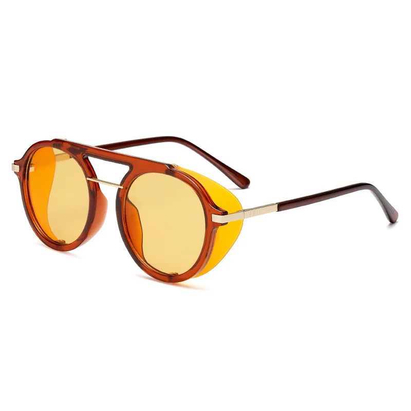 06 Fashion Round Steampunk Sunglasses Brand Design Men Women Vintage Punk Sun glasses UV400 Eyewear Shades Oculos de sol - Lenses Color: 06