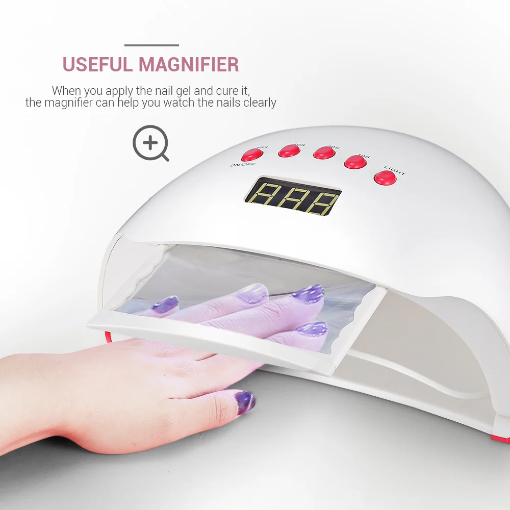49 Вт УФ светодиодная лампа для сушки ногтей для маникюра гелевая лампа для ногтей Таймер безболезненная Лупа сушильная лампа детектор движения для гелевого лака