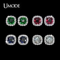 umode four color crystal options summer gift party cute square stone post stud earrings for women ue0071