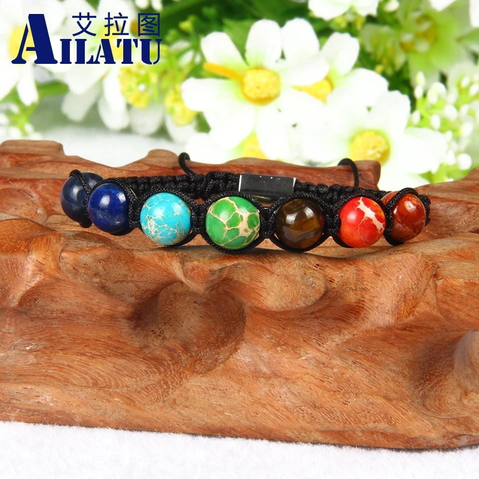 Ailatu 8 мм Природный Камень Бисер 7 Чакра Целебный Йога Медитации макраме