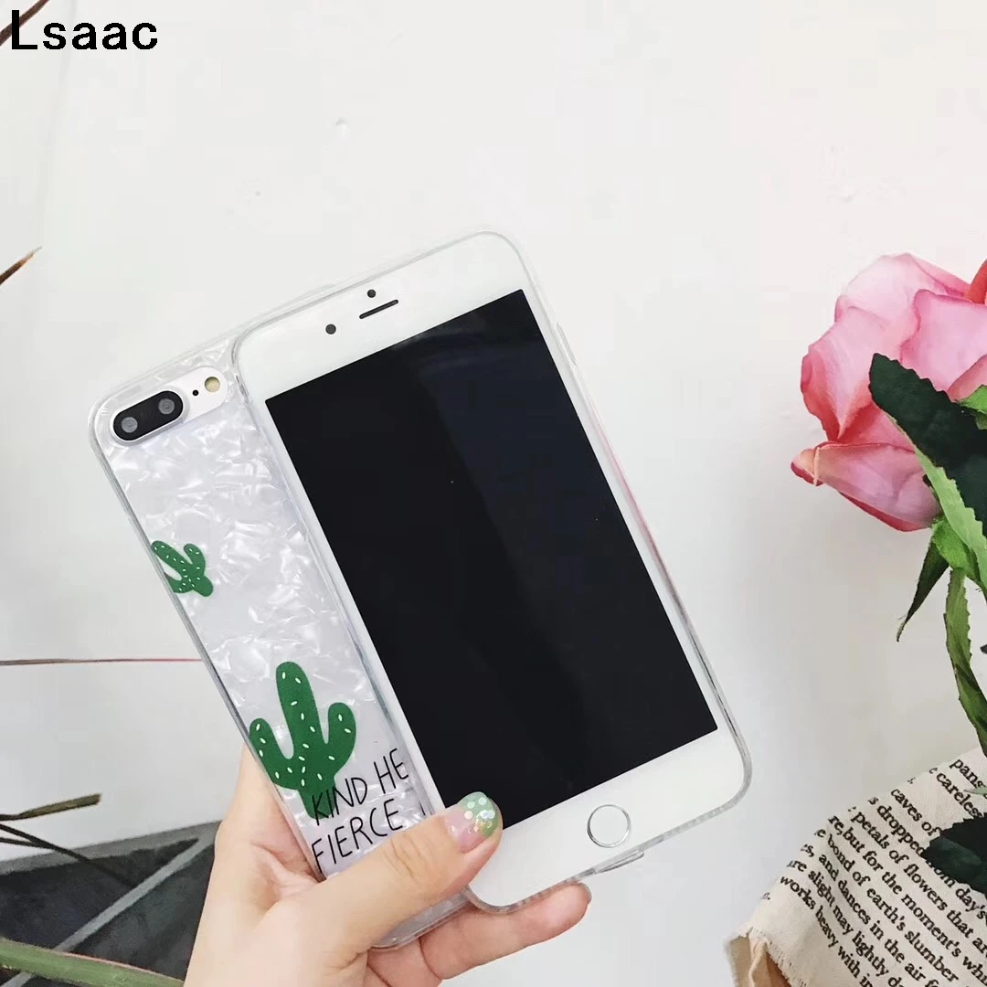 Мультяшная ракушка чехол для iPhone X 6 S 7 8 Plus модная задняя крышка Фламинго лист
