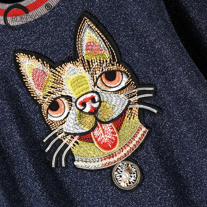 Женский вязанный Топ ORDEESON топ с аппликацией в виде собаки весна 2018 | Женская