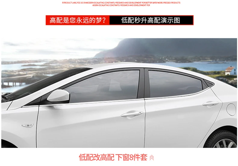 Car-styling Stainless Steel Window Trim Sticker For HYUNDAI ELANTRA MD 2012- Windows Frame Sequin Cover Trim Accessories