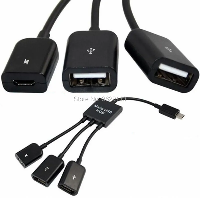 200 шт./партия* 3 в 1 micro usb переносной кабельный хаб разъем сплитер 3 Порты и разъёмы USB Мощность зарядка зарядное устройство адаптер для тab pad, mp3