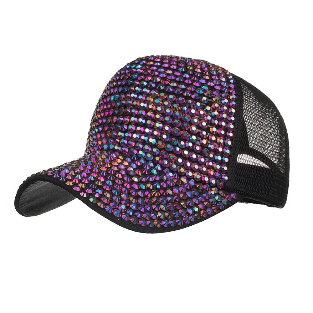 Для женщин Стразы Шапки женский Snapback Бейсбол Кепки Bling шапка с бриллиантом Аксессуары для одежды czapka z daszkiem - Цвет: Purple