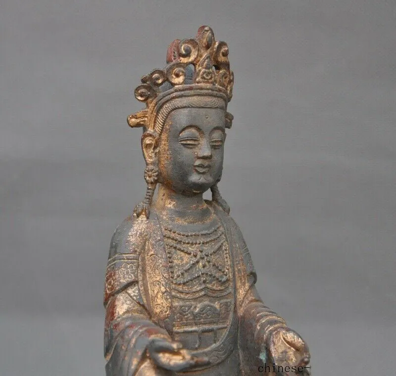 Свадебное Украшение 9 &quotТибетский буддизм бронзовый позолоченный Tara Kwan yin богиня