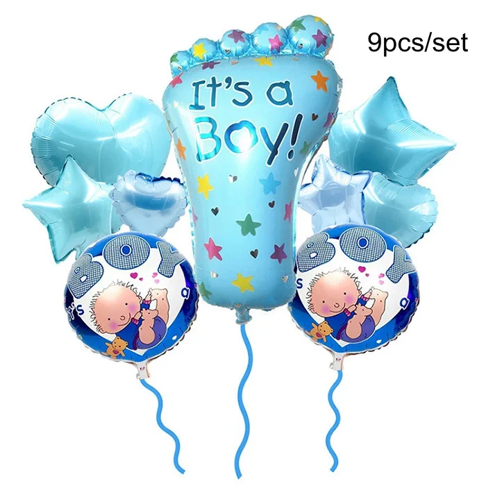 9pcs blue Милые Коробки для конфет, детские ножки, синие и розовые бумажные подарочные коробки, украшения для детей, день рождения, вечеринка, сделай сам, принадлежности для детского душа - Цвет: 9pcs blue
