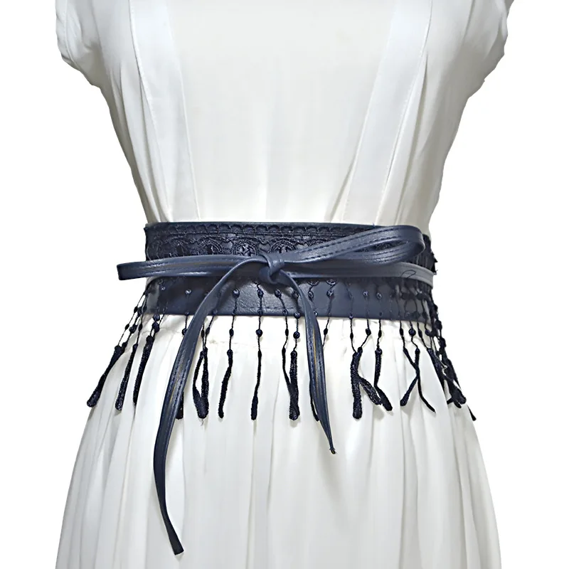 Новый Для женщин широкий Ремни из искусственной кожи Высокая Талия кружевное