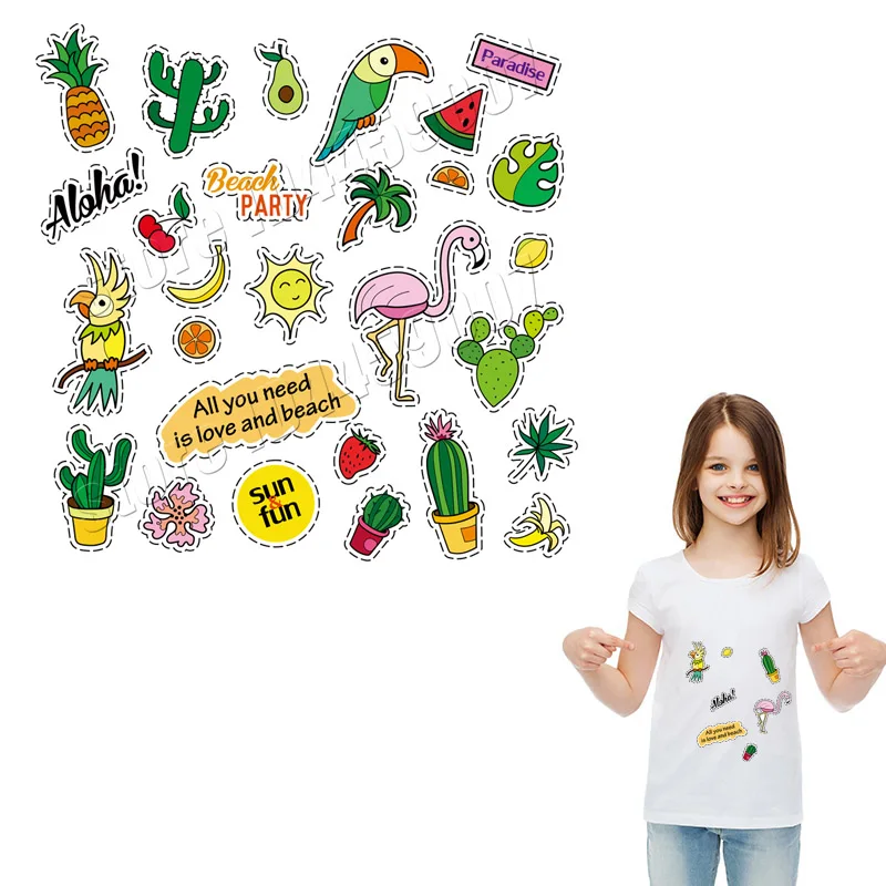 Маленькие милые парчи для девочек футболки универсальные напечатанные наклейки