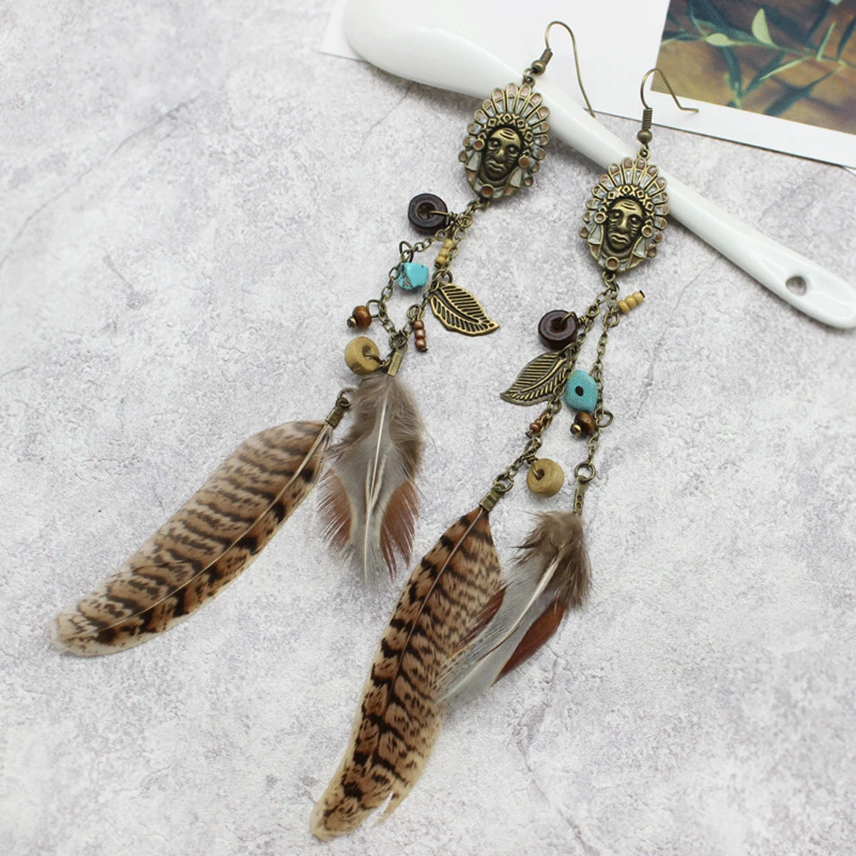 Женские серьги с подвеской в виде головы Будды подвески металлические цепочки