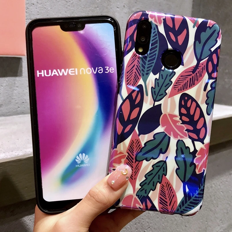 Чехол для Huawei P20 Lite чехол Nova 3E Роскошный с листом и цветком Blu-ray телефона чехлы
