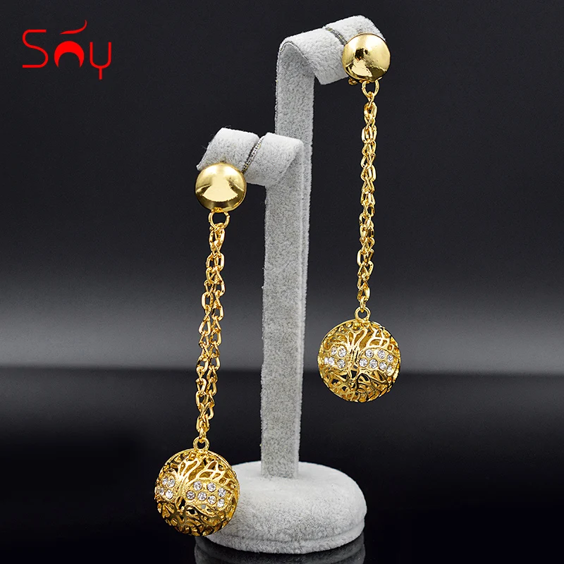 Солнечные ювелирные изделия круглые сережки с шаром для женщин длинные