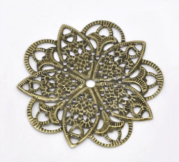 Doreen Box Lovely 50 бронзовый цвет фоторазъемы 46 мм (B14168)|wraps connector|flower wraps connectorsfiligree flower |