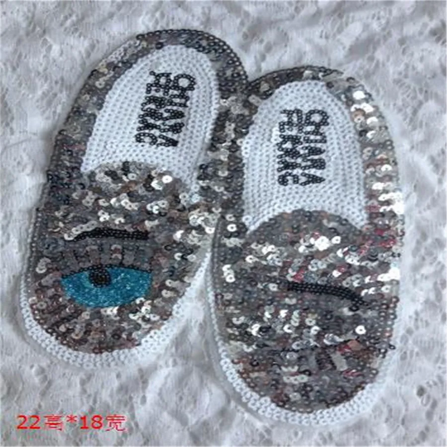 1 шт. модные дизайнерские туфли 22 см с вышитым логотипом в виде глаз нашивки