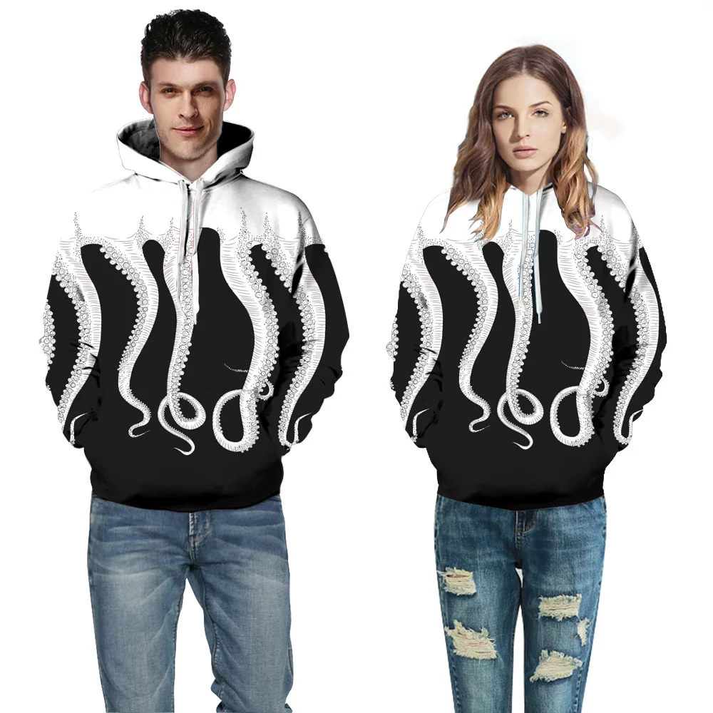 2018 Для мужчин и женщин толстовки Новый осьминог должны быть цифровой печати с