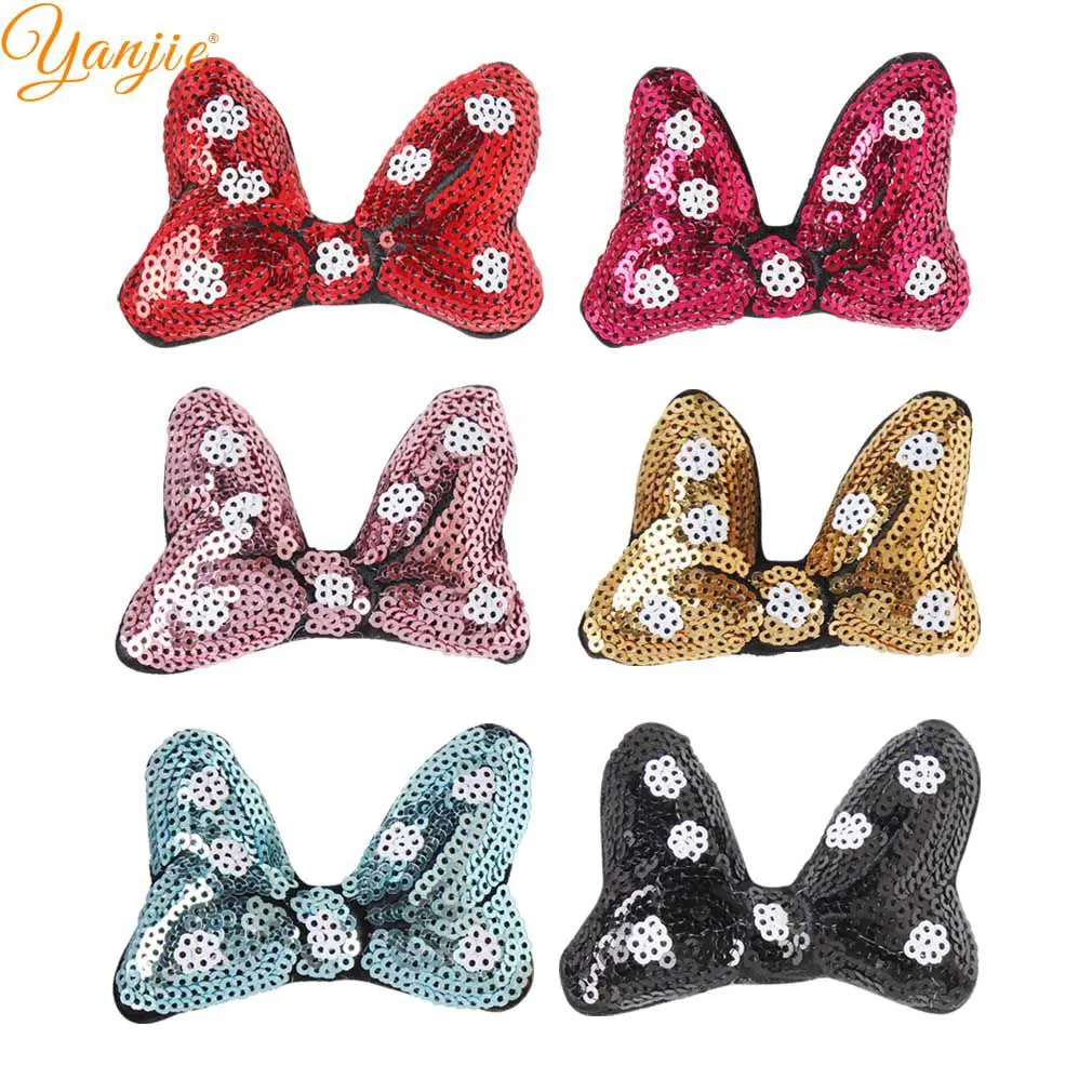 12 шт./лот 3 ''классические банты для волос с блестками и мышкой девочек