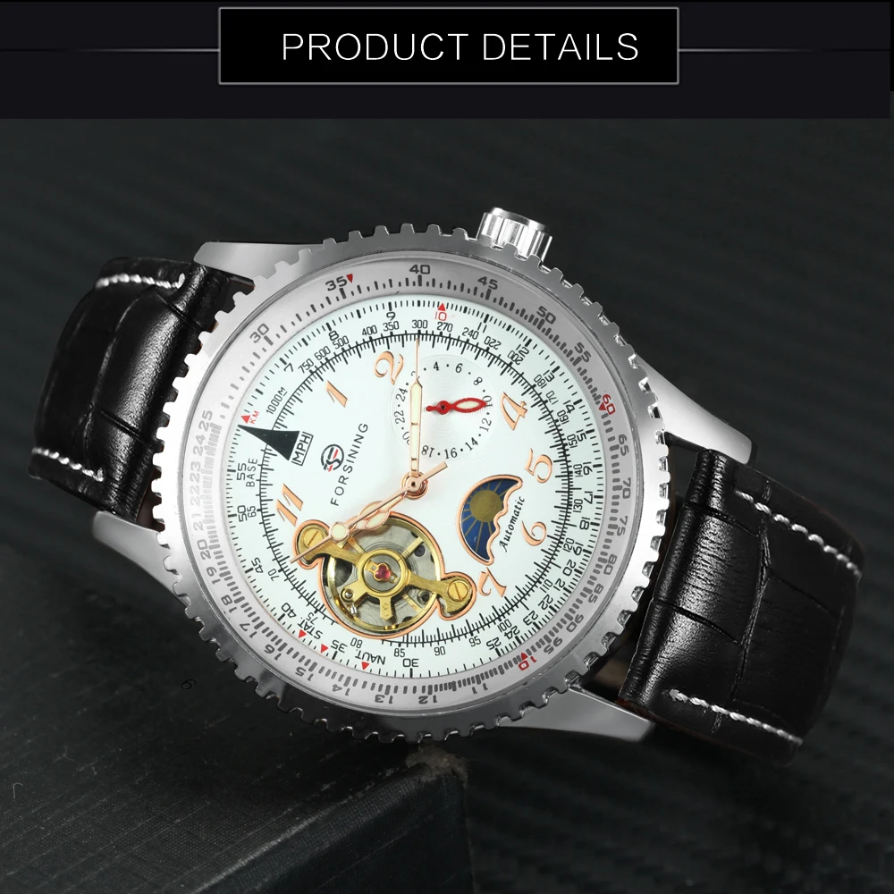 FORSINING Лидирующий бренд Роскошные мужские часы ретро Авто турбийон механические с
