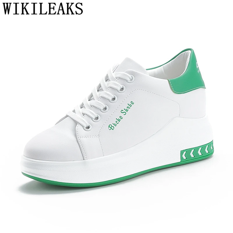 Кроссовки на платформе Женская обувь увеличивающая рост Белые кроссовки Обувь