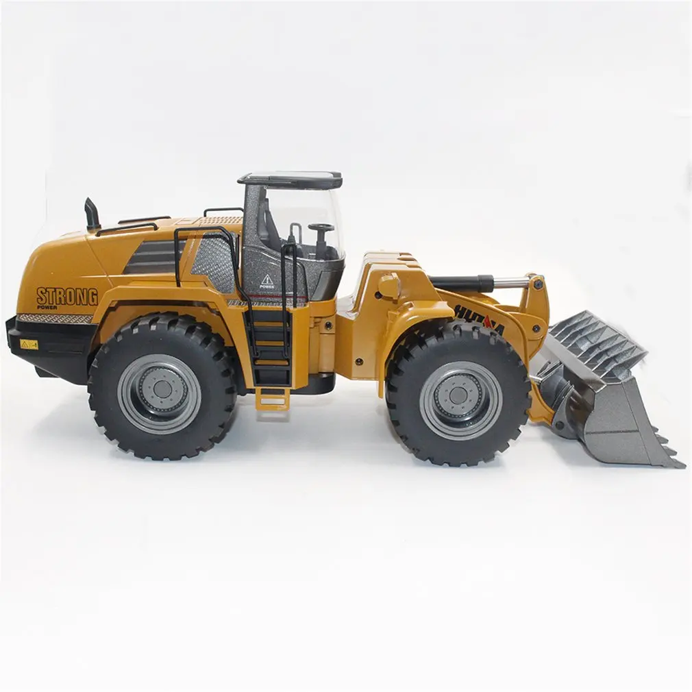 HUINA игрушки 1583 1/14 10CH Сплав RC бульдозер грузовик игрушка с фронтальным погрузчиком грузовик инженерный строительный автомобиль RTR игрушка для мальчиков