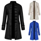Куртка средневековой эпохи Возрождения, куртка в стиле стимпанк с воротником-стойкой, жакет в стиле стимпанк с длинным рукавом, жакет в готическом стиле, парчовое пальто