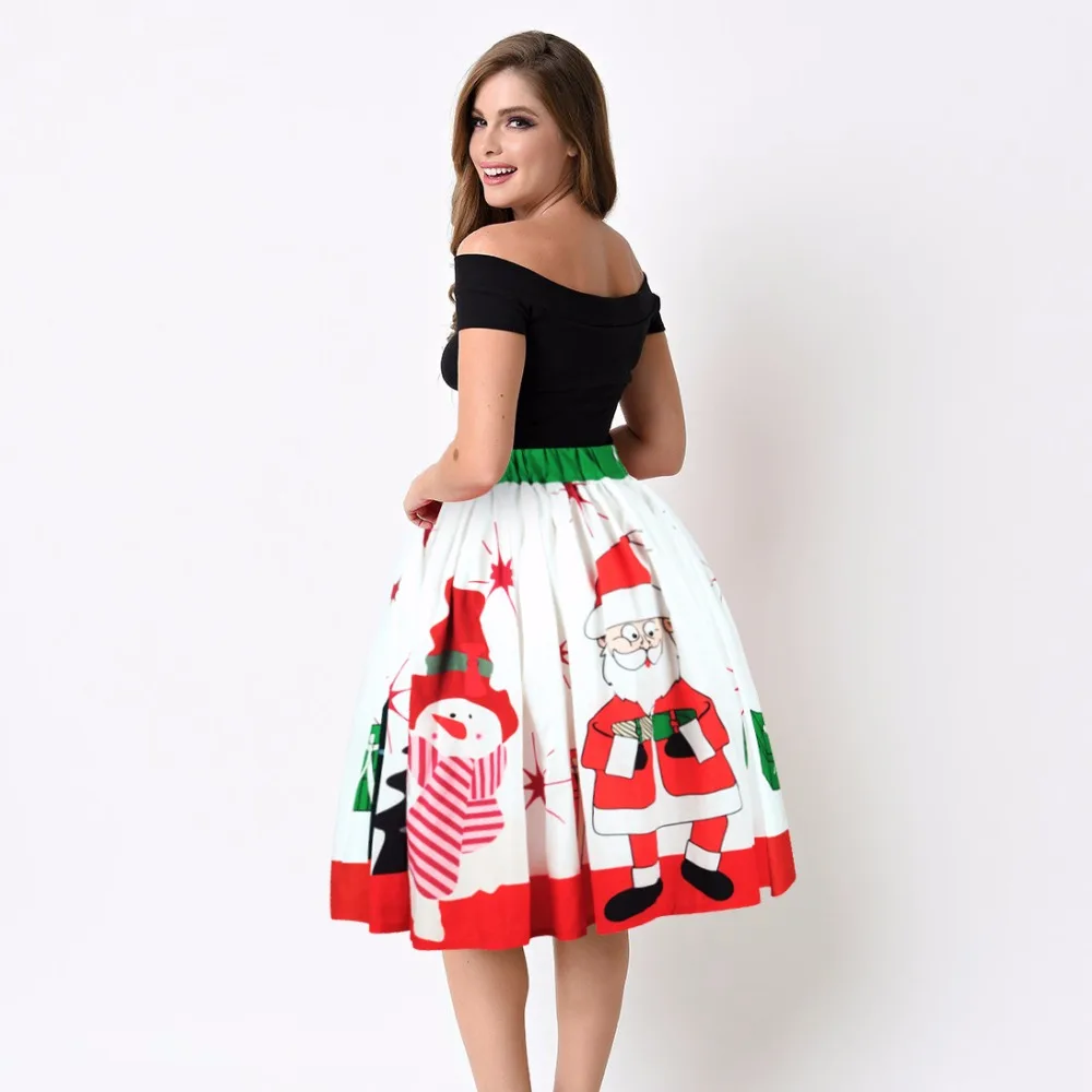 VOGRACE 2017 новейшая юбка-пачка с изображением Санта-Клауса снеговика башни снежинки