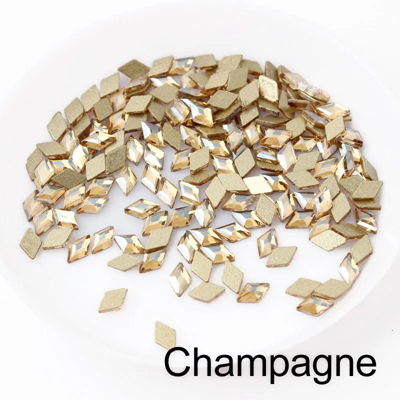 Champagne 30/100 шт ромбовидные Стразы для ногтей, кристаллы, стеклянные камни для дизайна ногтей, декоративные подвески, драгоценные камни, ювелирные изделия, аксессуары - Цвет: Champagne