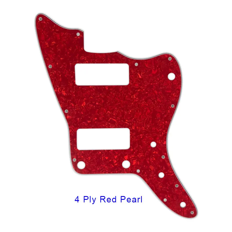 4Ply Red Pearl Pleroo гитарные части-для нас нет верхнего управления Jazzmaster Стиль гитары накладки с P90 звукосниматели царапины пластины Замена - Цвет: 4Ply Red Pearl