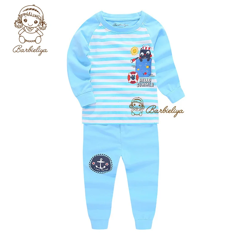 Пижама для мальчиков с круглым вырезом Детская удобная одежда длинным рукавом