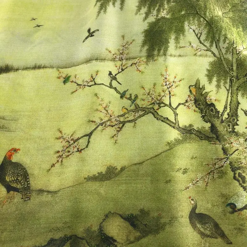 Китайские классические птицы отдают уважение искусственной ткани гладкая