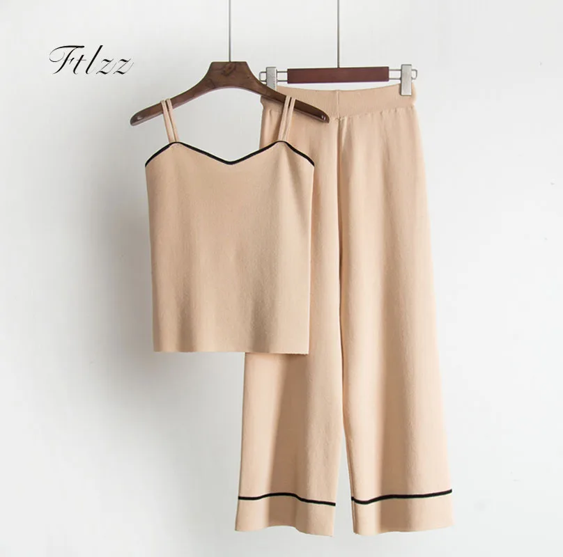 Женские летние комплекты из 2 частей 2018 укороченные топы и длинные брюки
