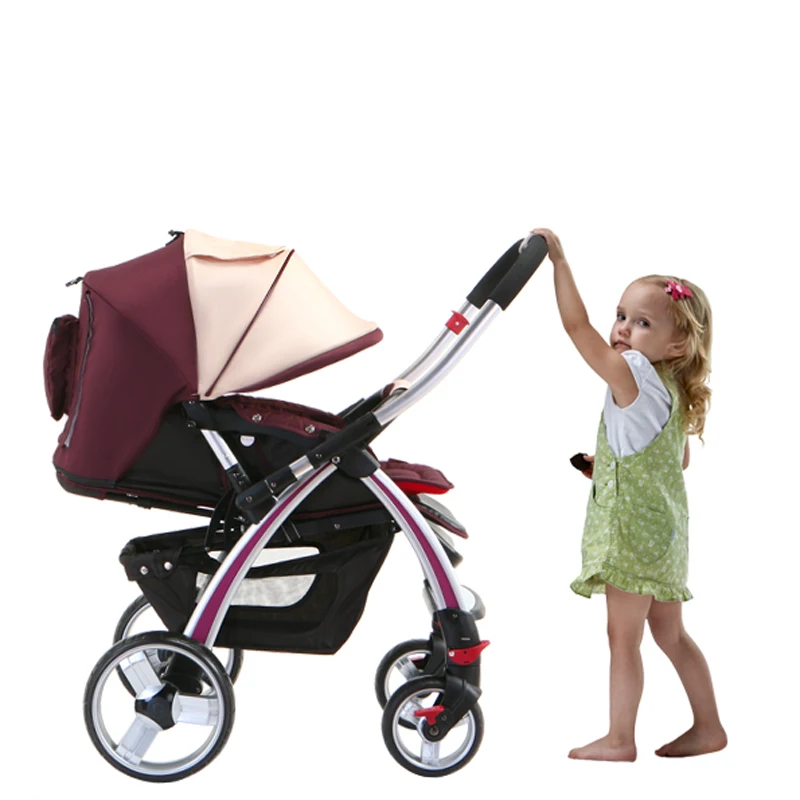 Мода Двусторонняя Детская Коляска быстро складной Может Сидеть и Лежать