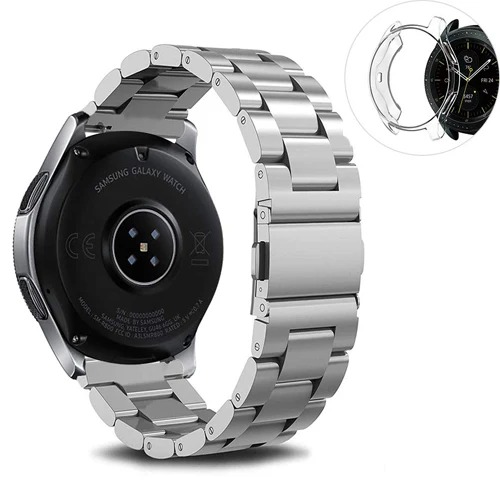 silver Чехол active 2+ ремешок для samsung galaxy watch 46 мм S3 Frontier huawei gt watch band 20 мм/22 мм металлический браслет+ Защитная крышка - Цвет ремешка: silver