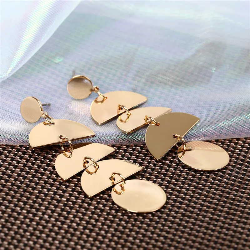 Женские Геометрические серьги подвески золотистые и Серебристые круглой формы