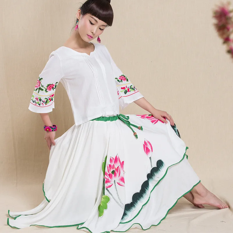 Брендовые летние юбки женская мода вышивка качество для пляжа девушек хлопок