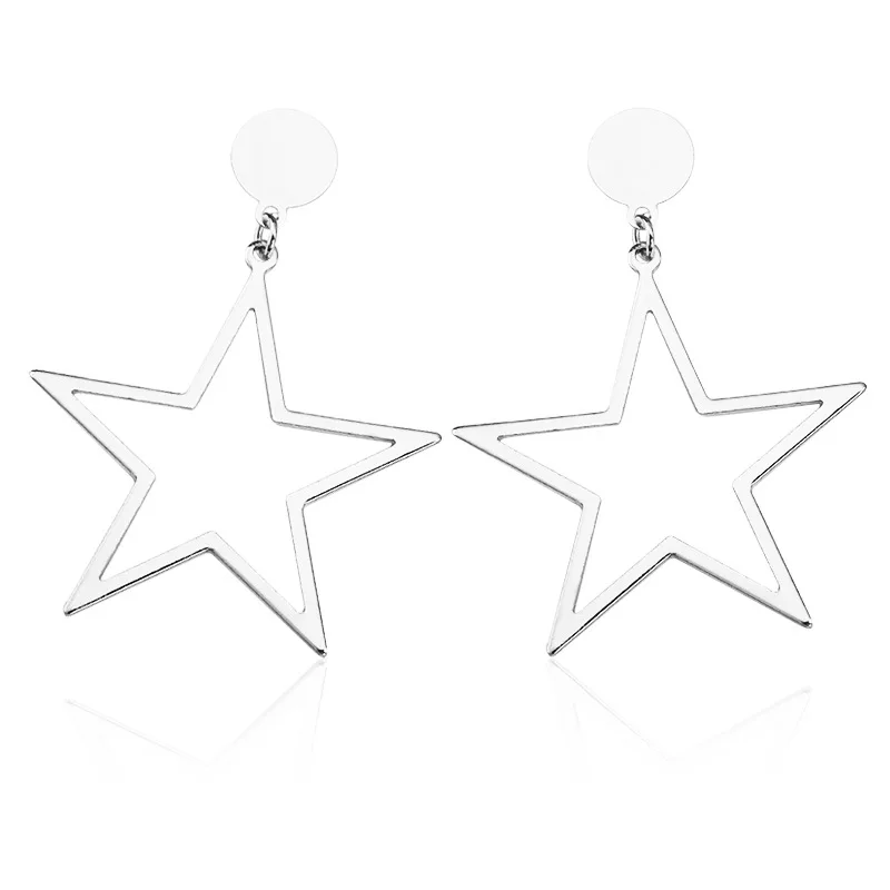 Женские серьги с пятиконечными звездами корейские длинные подвеской в виде