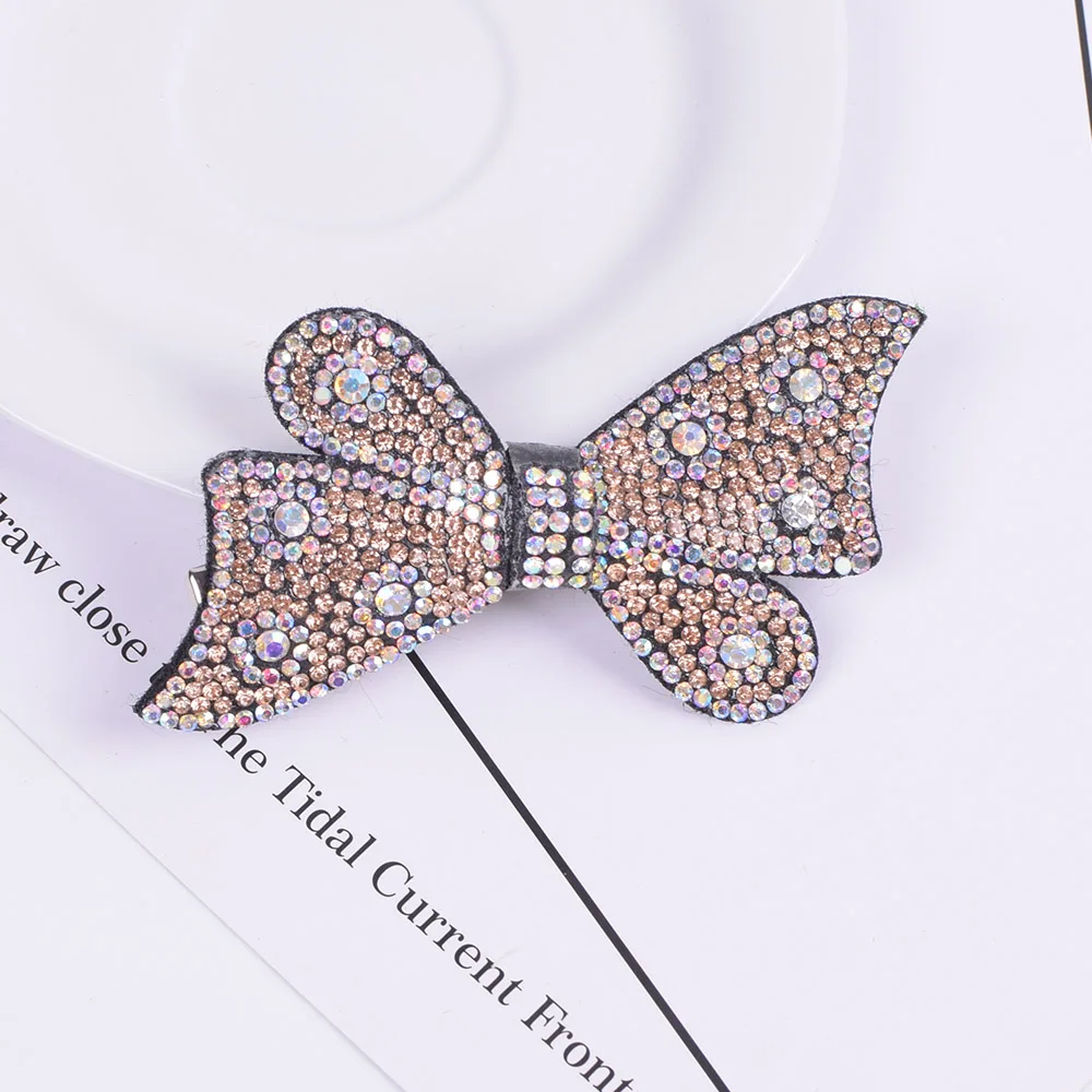 Украшение для волос Rhinestone Hair Bow Clips Accessories Bohemia Black Fabric Barrettes Headwear Girls Hairpin Band For Women On - Бантик для волос с камнями Райнстоун, аксессуары, барретки из черной бохемской ткани, головные уборы для девочек, заколки д