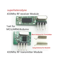 1 set rf module 433 mhz superheterodyne receiver and transmitter kit with antenna for arduino uno diy kits 433mhz remote control