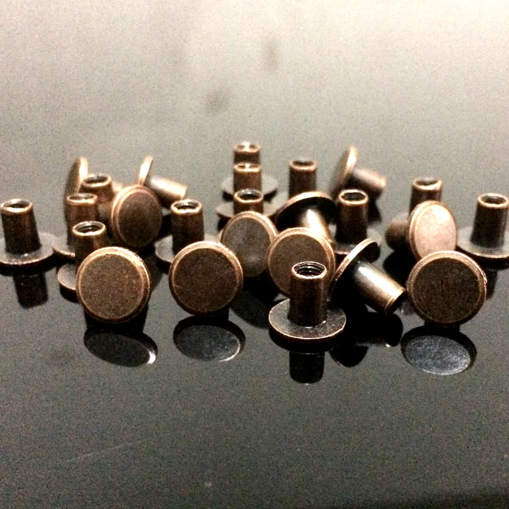 Горячая Распродажа 100 комплектов 8X7MM античная медь круглые плоские Шипы