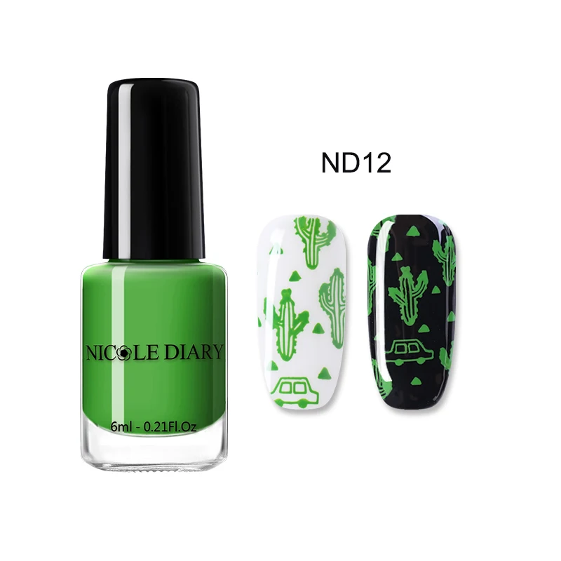 6ml ND12 NICOLE DIARY 2 в 1 штамповочный лак для ногтей, штамп для дизайна ногтей, лак для маникюра, печать ногтей, лак для рукоделия, штамповка - Цвет: 6ml ND12