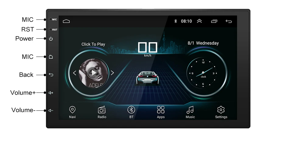 Android 8,1 автомобильный Радио Стерео gps навигация Bluetooth wifi Универсальный " 2din мультимедийный плеер DVR рекордер