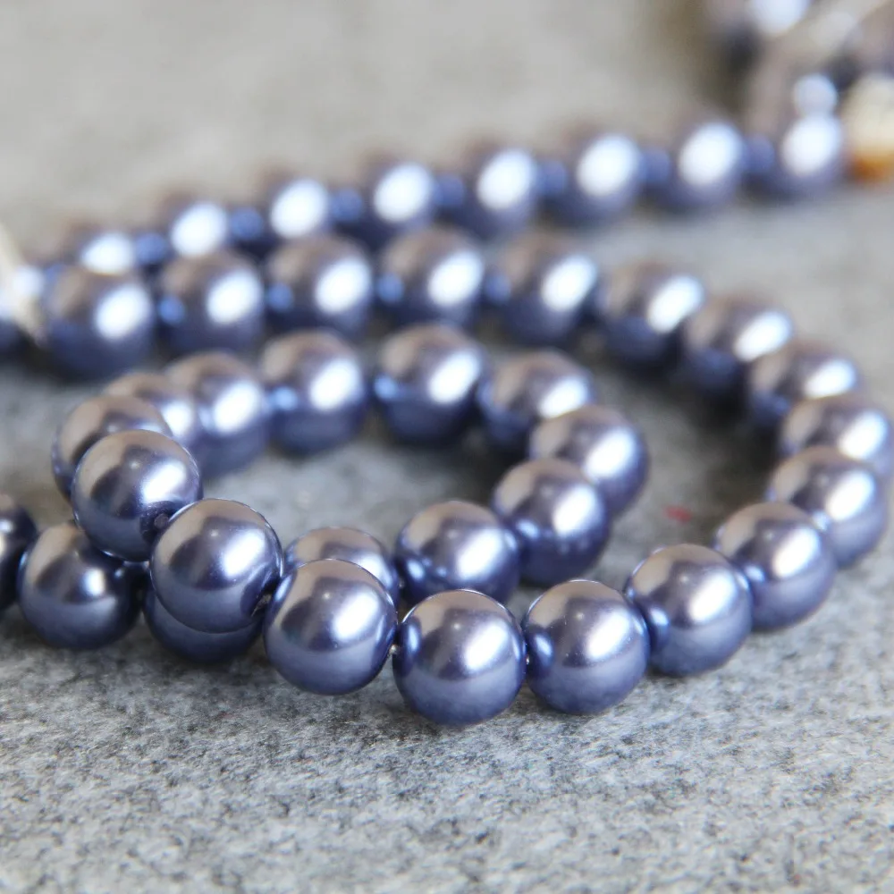 Бусины Жемчужные светильник-фиолетовые для ожерелья и браслета 10 мм 16 дюймов |