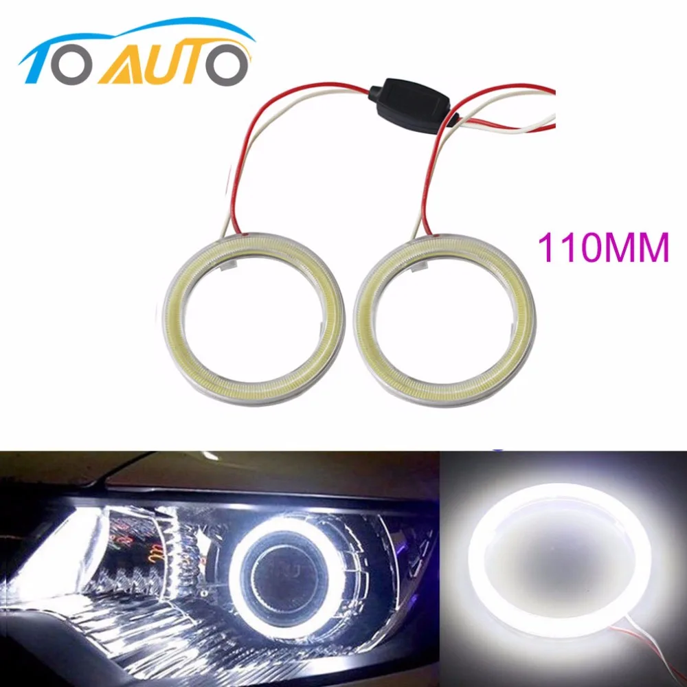 2 pcs White 110MM COB Car LED Angel Eyes DRL Daytime Running Headlight Halo Ring Driving Lamp Auto Blub with Cover 81 Chips 12V |