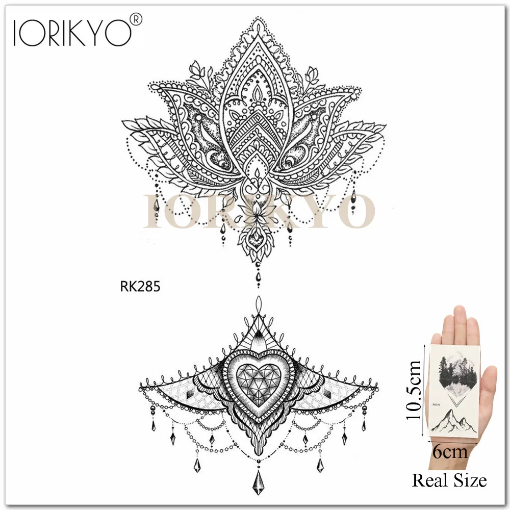 IORIKYO кружевные узоры из хны черные женские наклейки для временных татуировок