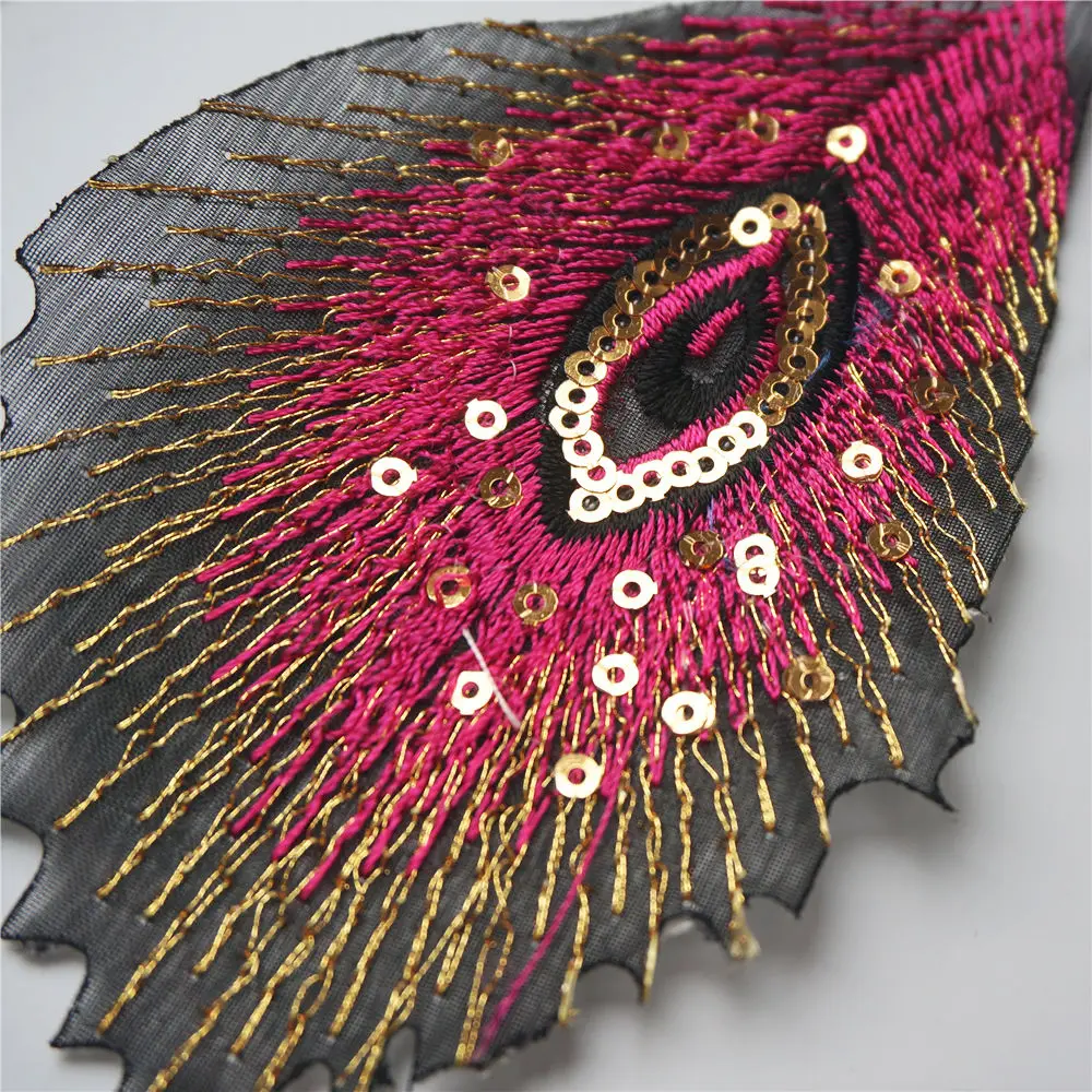 9 шт. радужные Перья павлина Феникс сетка с блестками вышитые нашивки для