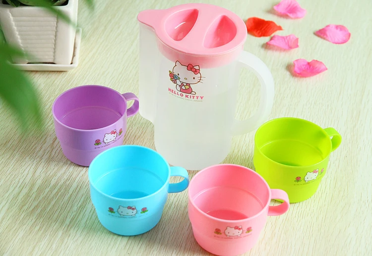 Kawaii 4 чашки + 1 бутылка 5 шт. набор пивных кофейных чашек поделиться кружка для