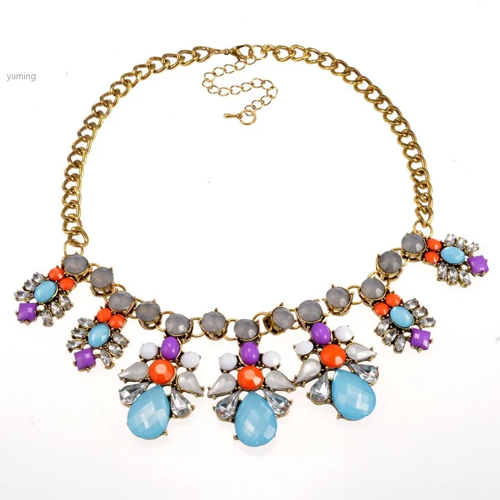 Новинка 2015 женщин ожерелье себе камень винтажном стиле многоцветный