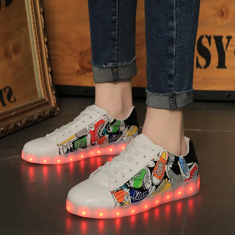 35-45 USB зарядка Tenis Feminino Basket Led Light Up кроссовки дети мальчик девочка светящиеся