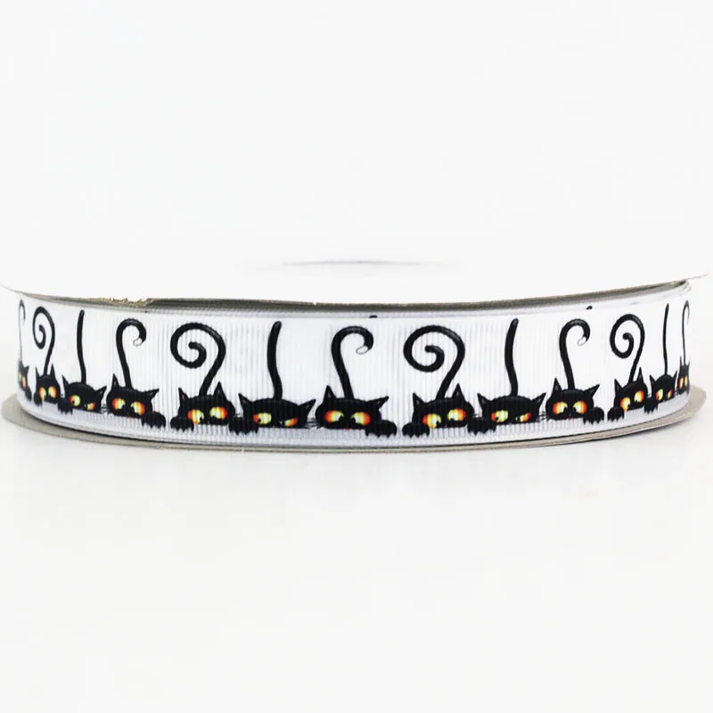 16/22/25/38/75 мм радужная лента в рубчик с принтом кота и оленя 10/25/50 ярдов ленты сделай