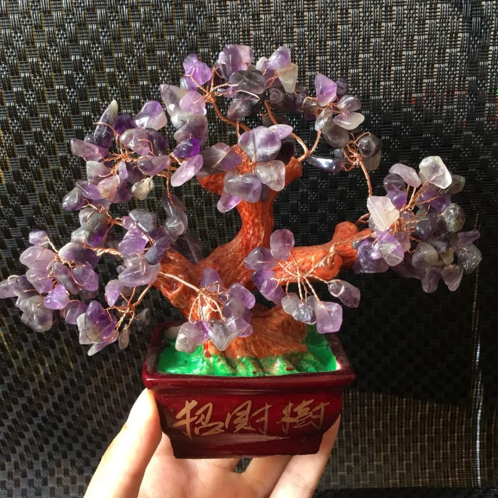 

NATURAL amethyst quartz gemstone Lucky Tree Reiki Healing for home decoration