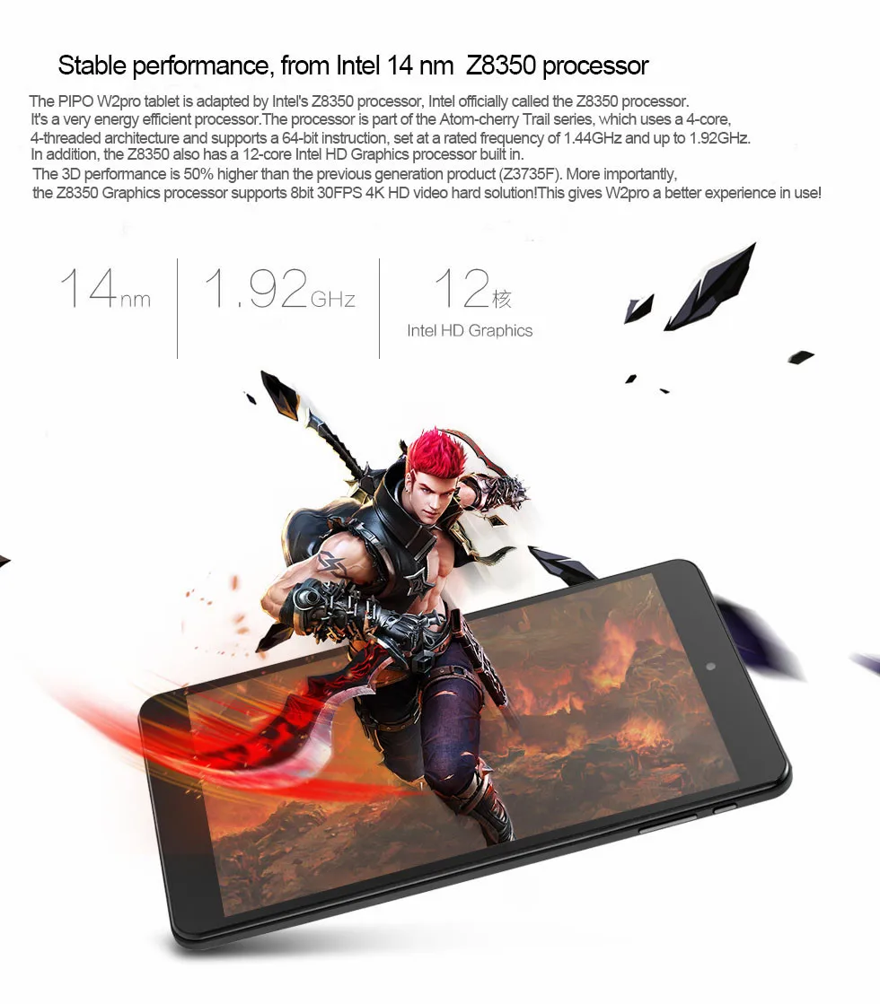 Pipo W2 Pro 8 дюймов ips 1920*1200 планшетный ПК Win10 четырехъядерный процессор Intel Cherry Z8350 4 ядра 2 Гб оперативной памяти, 32 Гб встроенной памяти, W2Pro HDMI WI-FI Bluetooth